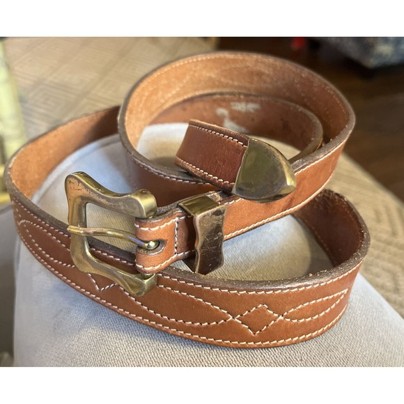 TRAFALGAR Latico Leather Western Belt w/ Brass Buckle & Tip Size 36 - Picture 1 of 14